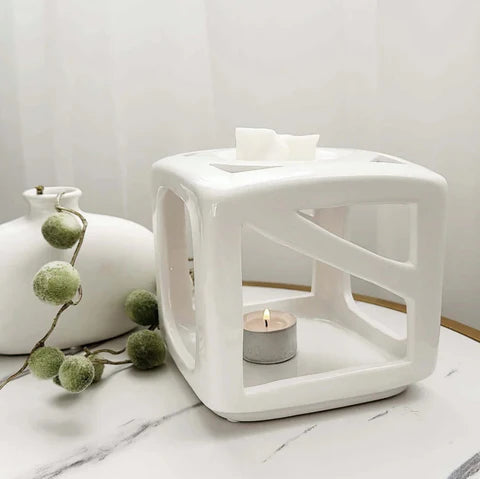 Modern Cube Wax Melt Burner + FREE Meltable